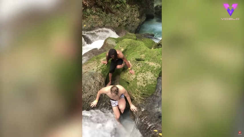 Los turistas&nbsp;filmaron el momento en que deciden&nbsp;saltar a la cascada y desaparecer por el agujero&nbsp;en un video que se ha hecho viral en Internet.