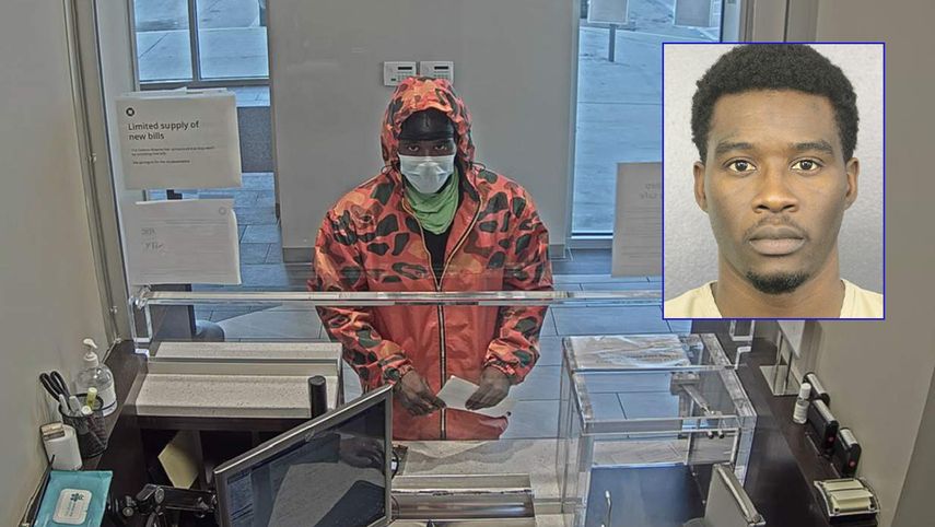 Las autoridades identificaron a un presunto ladrón de banco como Tevin S. Souffranc.