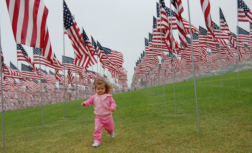 La bandera de las 50 estrellas, Estados Unidos de América.