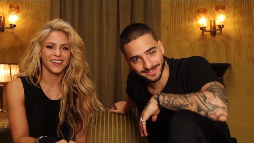Shakira y Maluma en el rodaje de Chantaje, en Barcelona