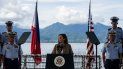 La vicepresidenta de EEUU Kamala Harris, pronuncia un comentario sobre el barco de la Guardia Costera de Filipinas Teresa Magbanua en el puerto de Puerto Princesa,     