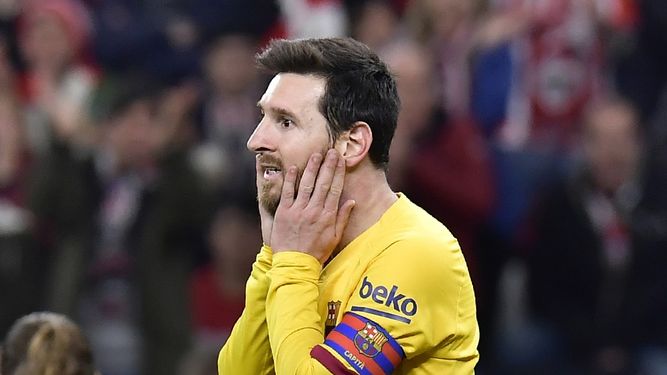 El delantero argentino del Barcelona Lionel Messi durante el partido contra el Athletic Bilbao por la Copa del Rey, el jueves 6 de febrero de 2020, en Bilbao.