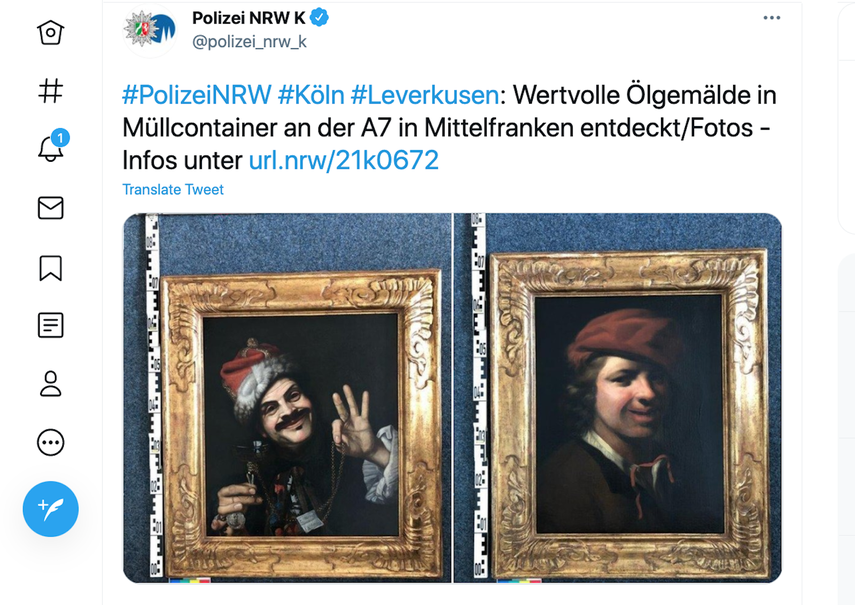 Las fotos de las pinturas fueron publicadas por la Policía de Colonia, en Alemania.&nbsp;