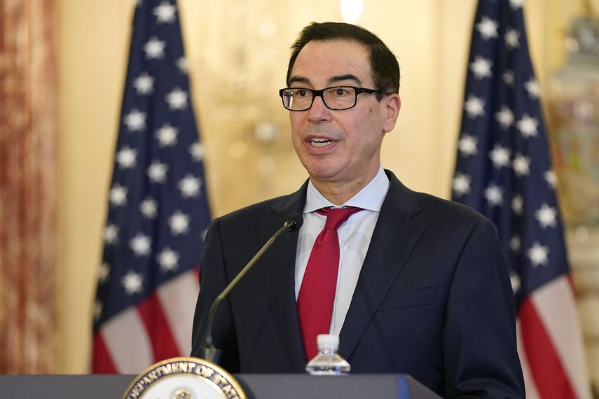 El secretario del Tesoro, Steven Mnuchin, durante una conferencia de prensa.