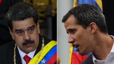 Juan Guaidó (der.), presidente encargado de Venezuela, y el dictador Nicolás Maduro.
