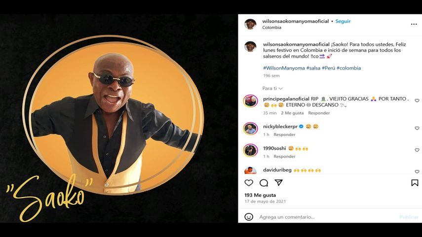 El cantante colombiano de salsa Wilson Manyoma.