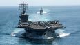 Esta foto distribuida por la Marina de los Estados Unidos muestra al portaaviones USS Nimitz (CVN 68), actualmente desplegado en el Caribe.