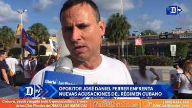 El opositor cubano José Daniel Ferrer ofrece declaraciones durante una visita a Miami.