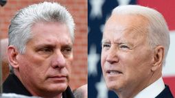 El designado gobernante cubano Miguel Díaz-Canel y el presidente de Estados Unidos Joe Biden.&nbsp;