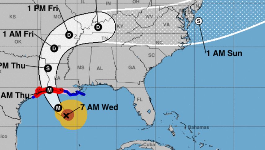 Esta ilustraci&oacute;n recoge la probable trayectoria de Laura.