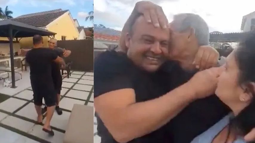Reencuentro entre padre e hijo después de 42 años.&nbsp;