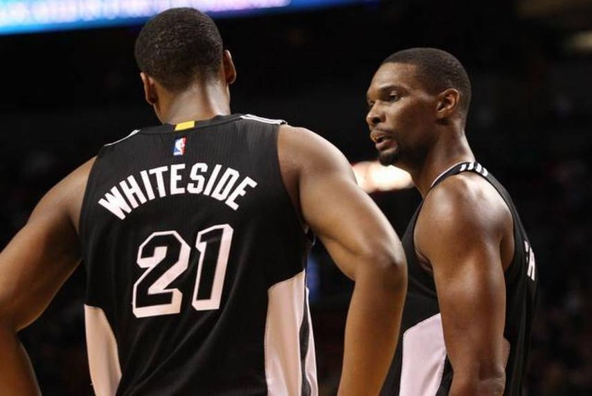 Whiteside y Bosh cargaron con el mayor peso de la ofensiva de Miami. (ARCHIVO)