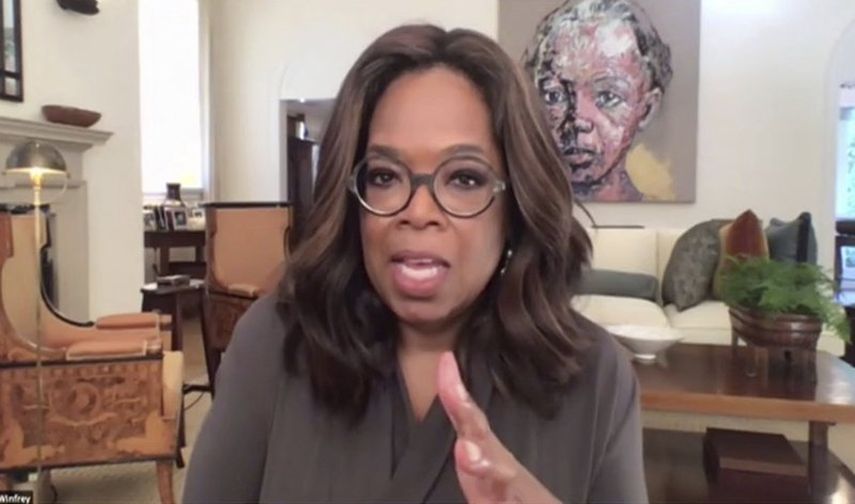 En esta imagen proporcionada por The Call to Unite, Oprah Winfrey habla durante un evento en vivo de 24 horas que se transmitió el viernes 1 de mayo del 2020. 