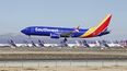 En esta fotografía del 23 de marzo de 2019, un avión Boeing 737 Max de la aerolínea Southwest Airlines aterriza en Victorville, California. 