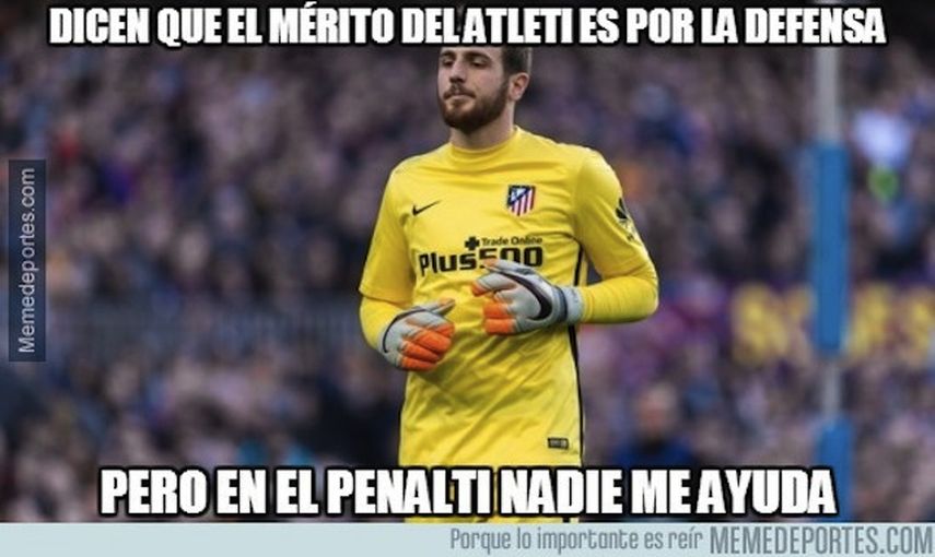 El guardameta de los colchoneros Jan Oblak se llevó su mérito en los memes. (MEMEDEPORTES.COM) 