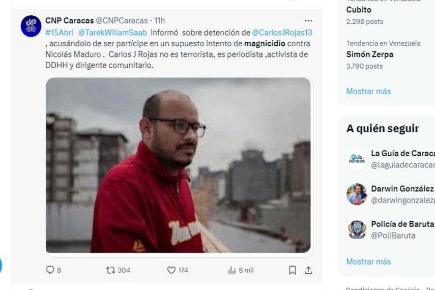 El periodista y activista social, Carlos Julio Rojas.
