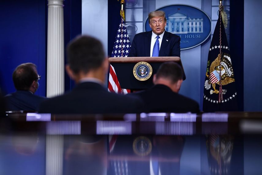 El presidente de Estados Unidos, Donald Trump, durante una conferencia en la Casa Blanca.