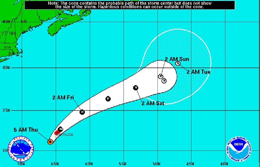 Nicole&nbsp;se encuentra a 290 kilómetros al sursuroeste del archipiélago, según el último boletín del CNH.