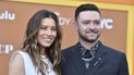 La actriz y productora Jessica Biel llega con su esposo, Justin Timberlake, al estreno de Candy en Los Ángeles el lunes 9 de mayo de 2022 en el teatro El Capitán. 