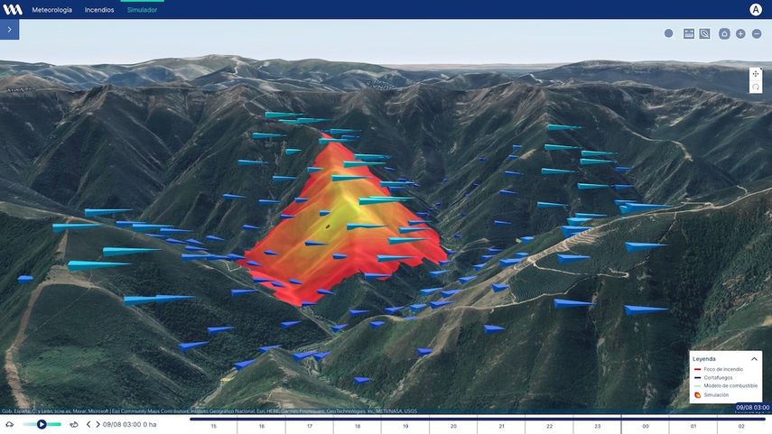 La nueva solución capaz de predecir la evolución de los incendios en tiempo real, Weather Map Site.&nbsp;