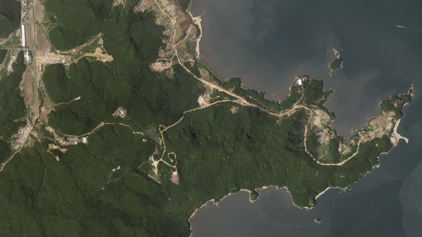 Esta imagen satelital difundida por Planet Labs PBC muestra la Estación de Lanzamiento Satelital Sohae, el martes 30 de mayo de 2023, cerca de Tongchang-ri, Corea del Norte.&nbsp;