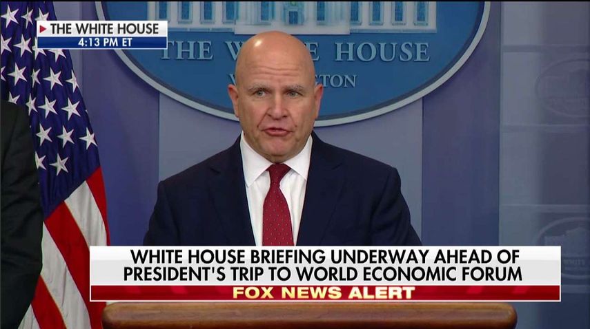 La agenda en Davos del presidente de los EEUU fue adelantada por el asesor de seguridad nacional, H.R. McMaster, en una conferencia de prensa en la Casa Blanca.