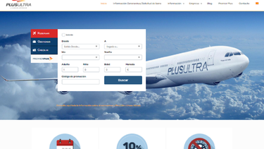 Captura de pantalla del portal de la aerolínea Plus Ultra.&nbsp;