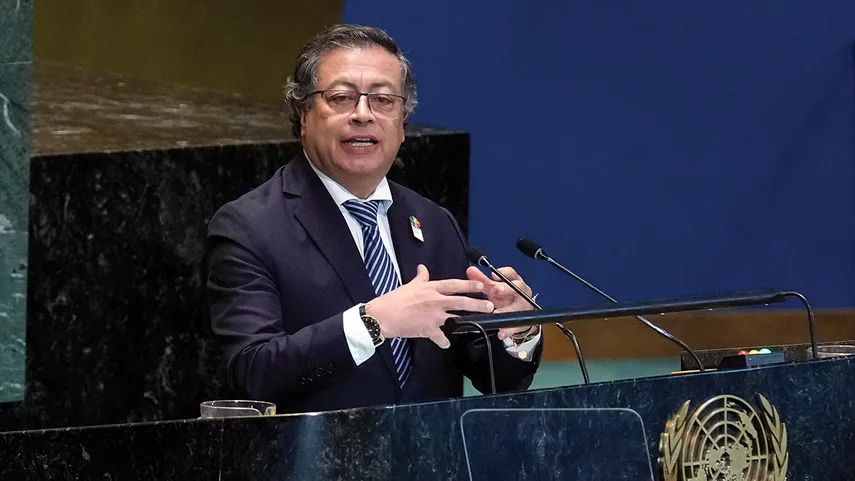 El presidente colombiano, Gustavo Petro, habla en la ONU.