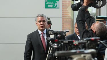El presidente colombiano Iván Duque asiste al lanzamiento del plan contra la delincuencia El que la hace la paga el jueves 16 de Agosto de 2018, en Bogotá, Colombia.&nbsp;