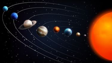 Ilustración de planetas alineados