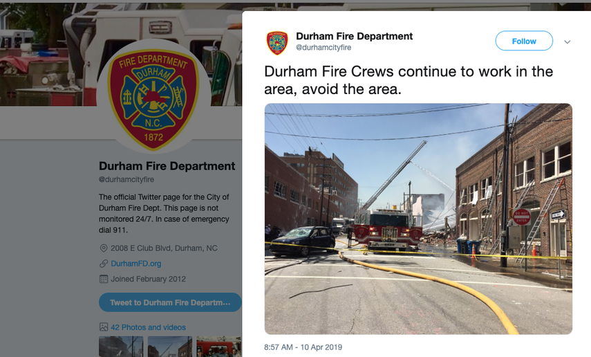 El Departamento de Bomberos de&nbsp;Durham recomendó evitar el área.&nbsp;