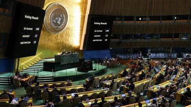 Asamblea General de la ONU votara y aprobara un proyecto de resolución que exigía un alto el fuego inmediato en Gaza en Nueva York el 12 de junio de 2025