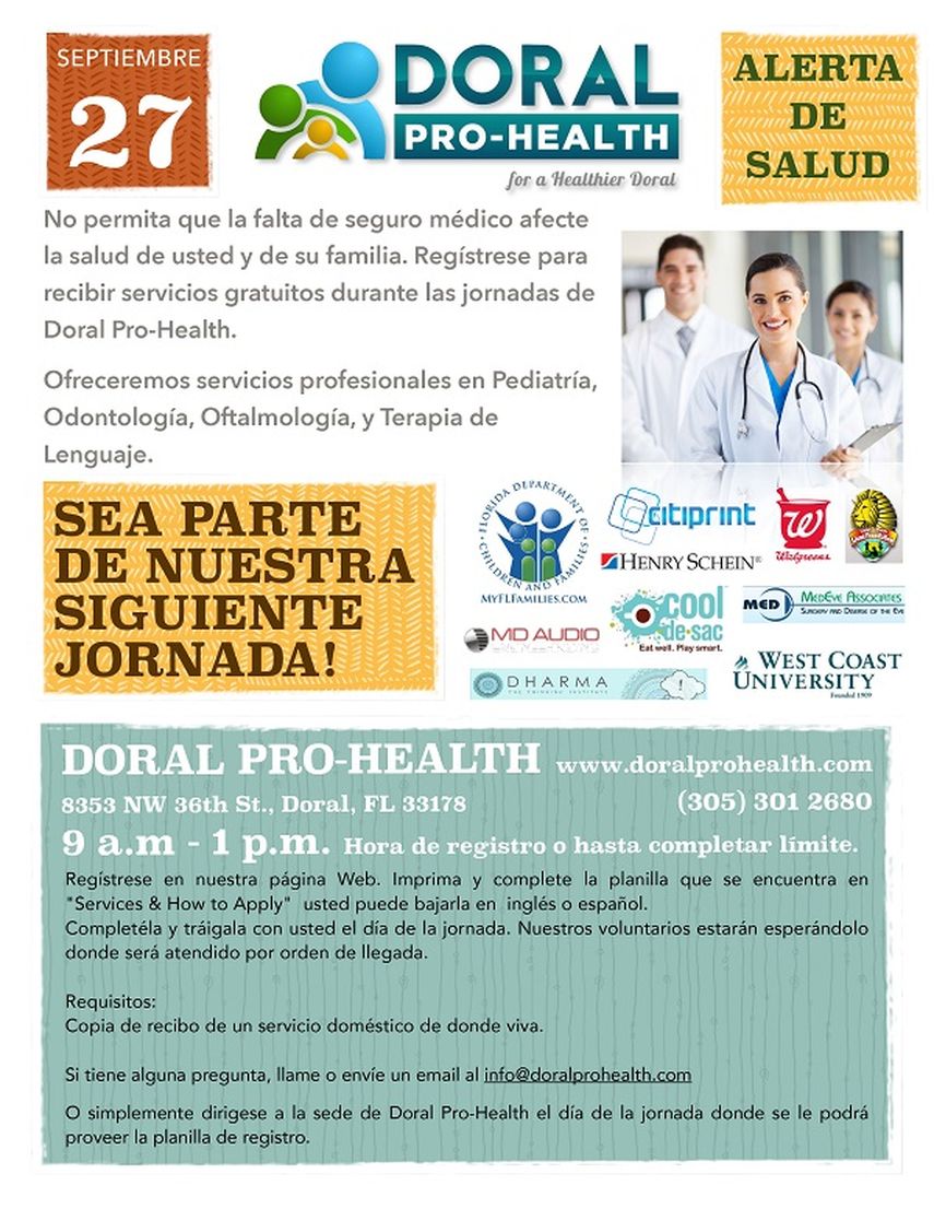Doral Pro-Health es una fundación sin fines de lucro integrada por profesionales de la medicina de todas las áreas que se dedicarán a ofrecer servicios básicos médicos gratuitamente a los residentes de Doral  (Cortesía)