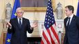 El alto representante de la UE para Asuntos Exteriores, Josep Borrell, hablan con los periodistas antes de reunirse en el Departamento de Estado en Washington, DC, con el secretario de Estado de Estados Unidos, Antony Blinken.