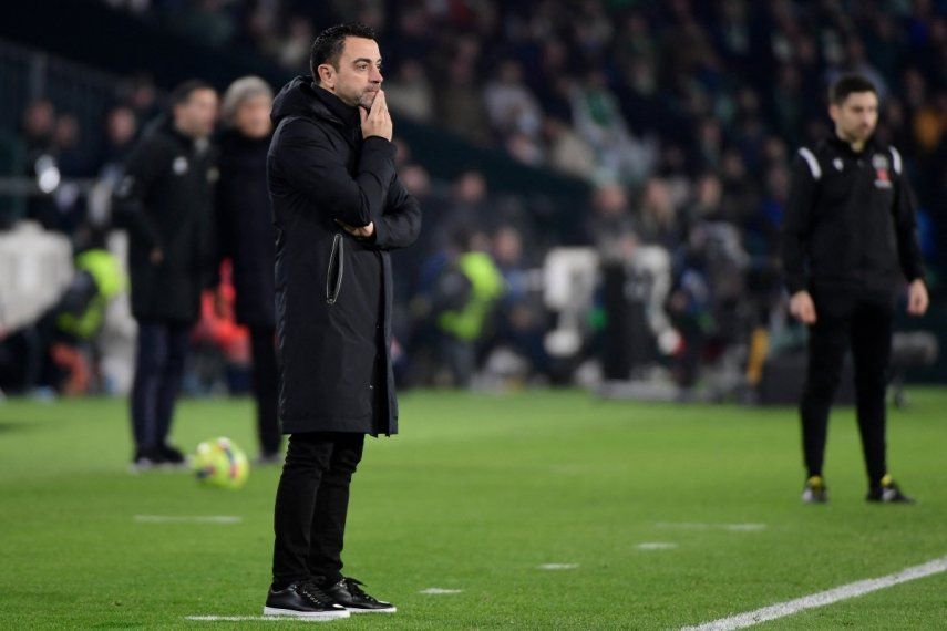 El director técnico del Barcelona, Xavi Hernández, durante el encuentro de su equipo con el Real Betis el 1 de febrero de 2023.