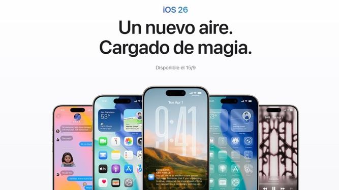 La nueva actualización de sistema operativo de Apple, iOS 26.  