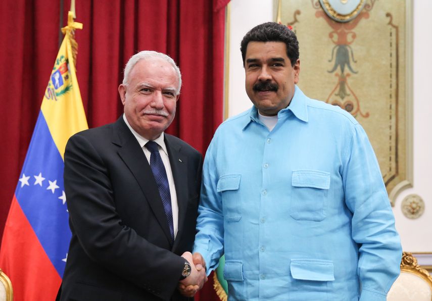 presidente de Venezuela, Nicolás Maduro y el canciller de Palestina, Riad al Malki&nbsp;