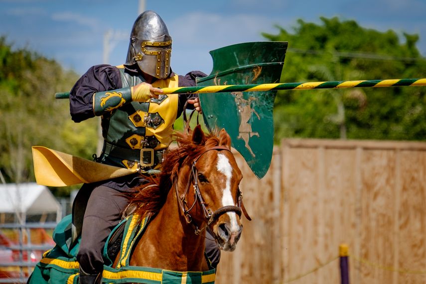 Sea testigo de un trepidante espectáculo de acrobacias medievales de acción en vivo que combina trucos, saltos, carreras de carros, acrobacias que desafían a la muerte, justas de contacto total y un espectáculo estilo gladiador