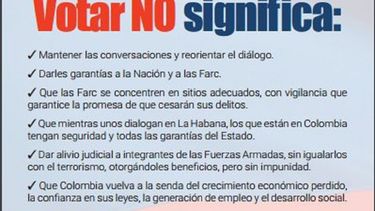 Volante de la Campaña por el NO que inició el partido de Álvaro Úribe, Centro Democrático