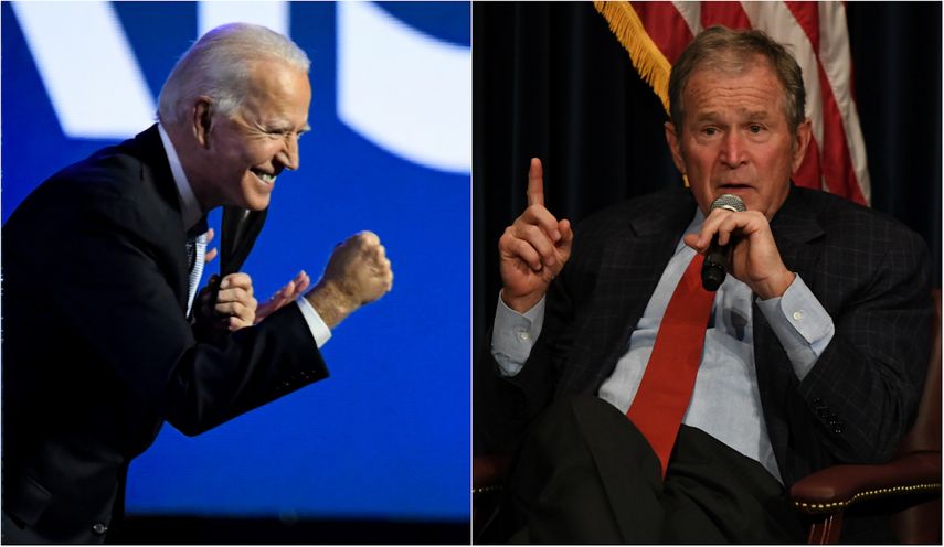 A la izquierda, Joe Biden durante un acto celebrado este 7 de noviembre de 2020. A la derecha, el expresidente de Estados Unidos, George W. Bush, en la Biblioteca Presidencial Ronald Reagan el 1 de marzo 2017.&nbsp;