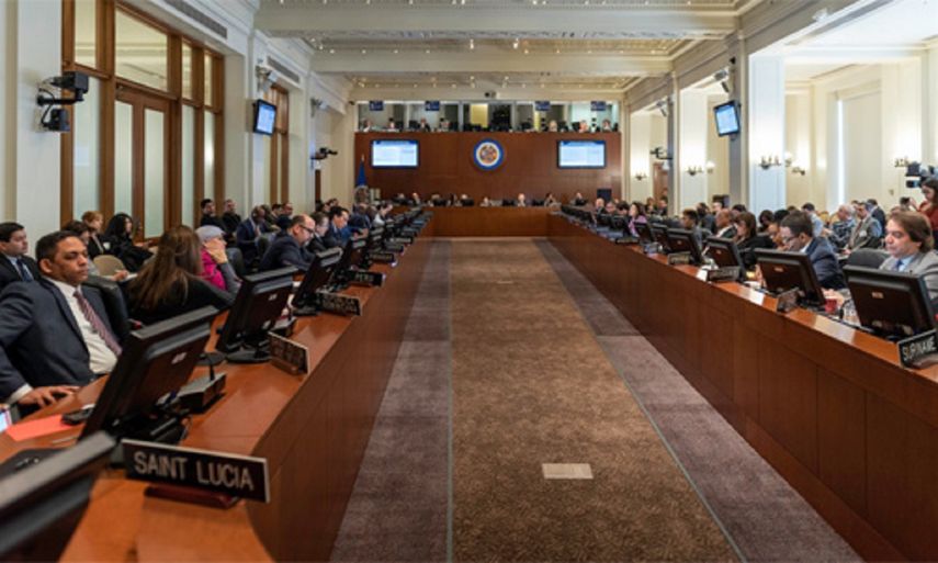 Vista general de los miembros de la Organización de los&nbsp;Estados&nbsp;Americanos&nbsp;(OEA) durante una sesión extraordinaria sobre Venezuela.
