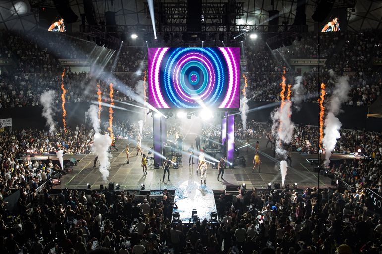 La cantante de merengue puertorriqueña Olga Tañón durante la presentación que ofreció en el Poliedro de Caracas, Venezuela el sábado 1 de octubre de 2022