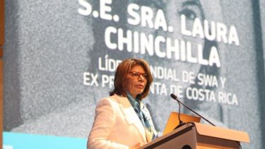 Expresidenta de Costa Rica Laura Chinchilla durante su participación en el encuentro con ministros de Hacienda de América Latina y el Caribe