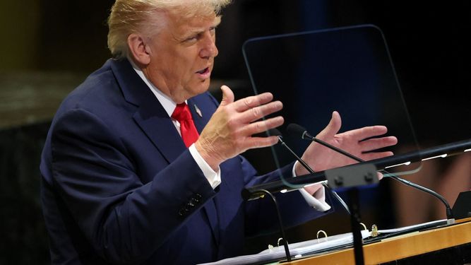 El presidente de Estados Unidos Donald J. Trump habla en Naciones Unidas.