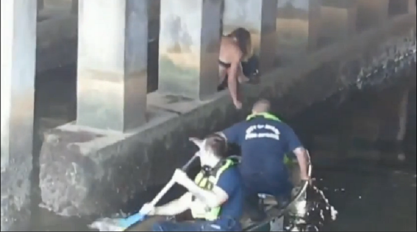 Un vecino de la zona, Tresinel Soloman, había llamado al 911 para informar que divisó los pies de la mujer debajo de la estructura. (Captura de pantalla)