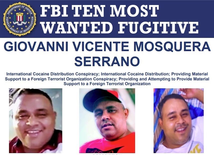 Cartel de búsqueda emitido por el FBI sobre Giovanny San Vicente, cabecilla del Tren de Aragua. &nbsp; &nbsp; &nbsp; &nbsp;