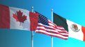 Vista de las banderas de Canadá, EEUU y México, los tres países que integran el Tratado de Libre Comercio de América del Norte, TLCAN.