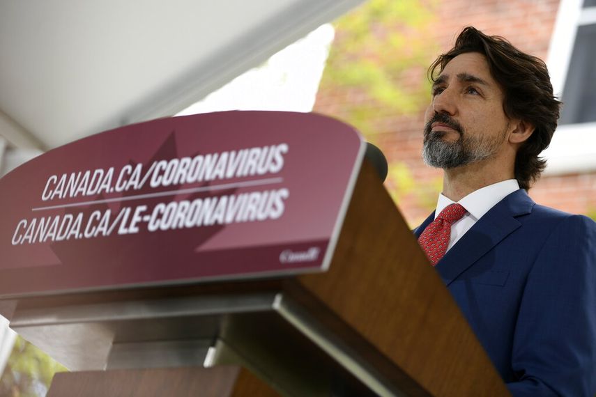 El primer ministro canadiense Justin Trudeau habla durante una conferencia de prensa sobre el COVID-19, en Rideau Cottage, en Ottawa, Canad&aacute;, el martes 19 de mayo de 2020.