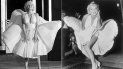 En esta combinación de fotografías, Ana de Armas como Marilyn Monroe en una escena de Blonde, y Marilyn Monroe posando en la filmación de The Seven Year Itch en Nueva York el 9 de septiembre de 1954.