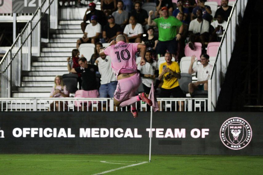 Gonzalo Higuaín, del Inter Miami, celebra un gol en el Estadio DRV PNK el 30 de julio de 2022 en Fort Lauderdale, Florida.&nbsp;